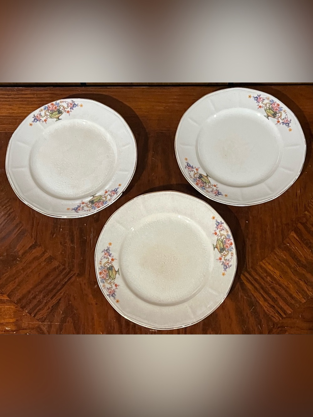 Classic Vintage Floral White 7” Plates - Set of 3